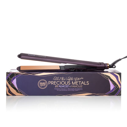 Almost Famous 1" Max Length Flat Iron with Rose Gold Titanium Plates for hairstyle