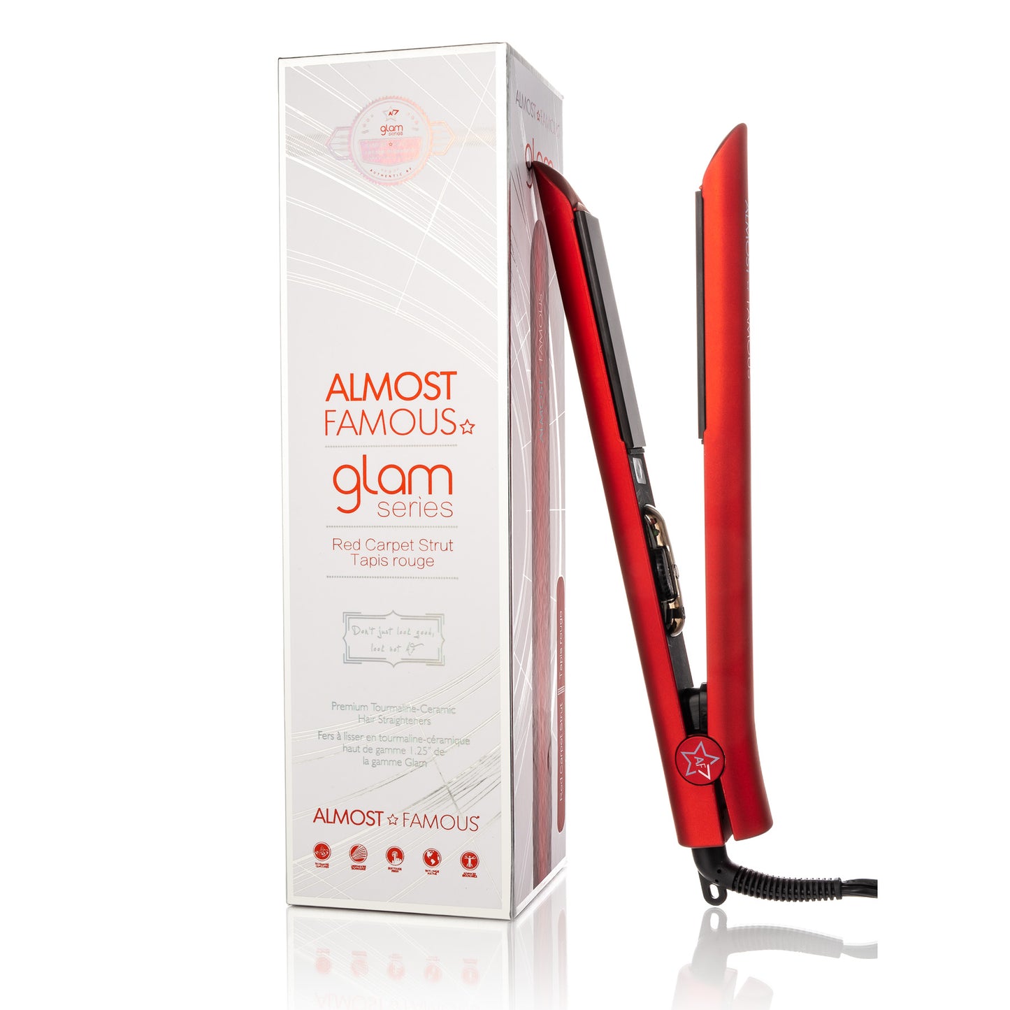 Unleash Glamour with Almost Famous 1.25" Glam Series Flat Iron: Luxe Gem Infused Plates