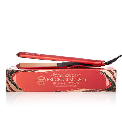 Almost Famous 1" Max Length Flat Iron with Rose Gold Titanium Plates for hairstyle