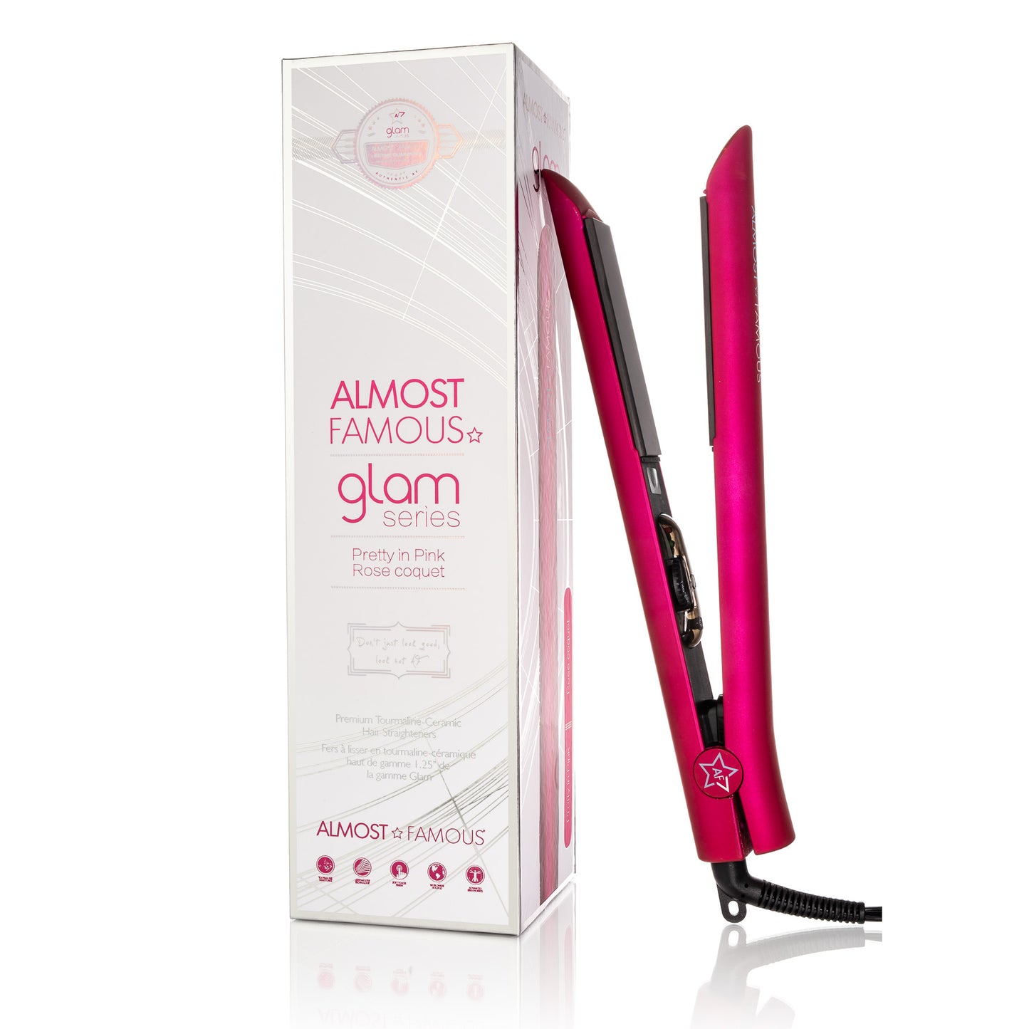 Unleash Glamour with Almost Famous 1.25" Glam Series Flat Iron: Luxe Gem Infused Plates