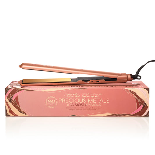 Almost Famous 1" Max Length Flat Iron with Rose Gold Titanium Plates for hairstyle